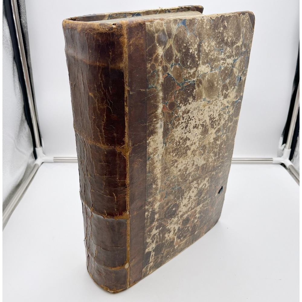 1645 Dutch Bible Leiden Netherlands Large Hardcover Antique Biblia 14.5" Tall